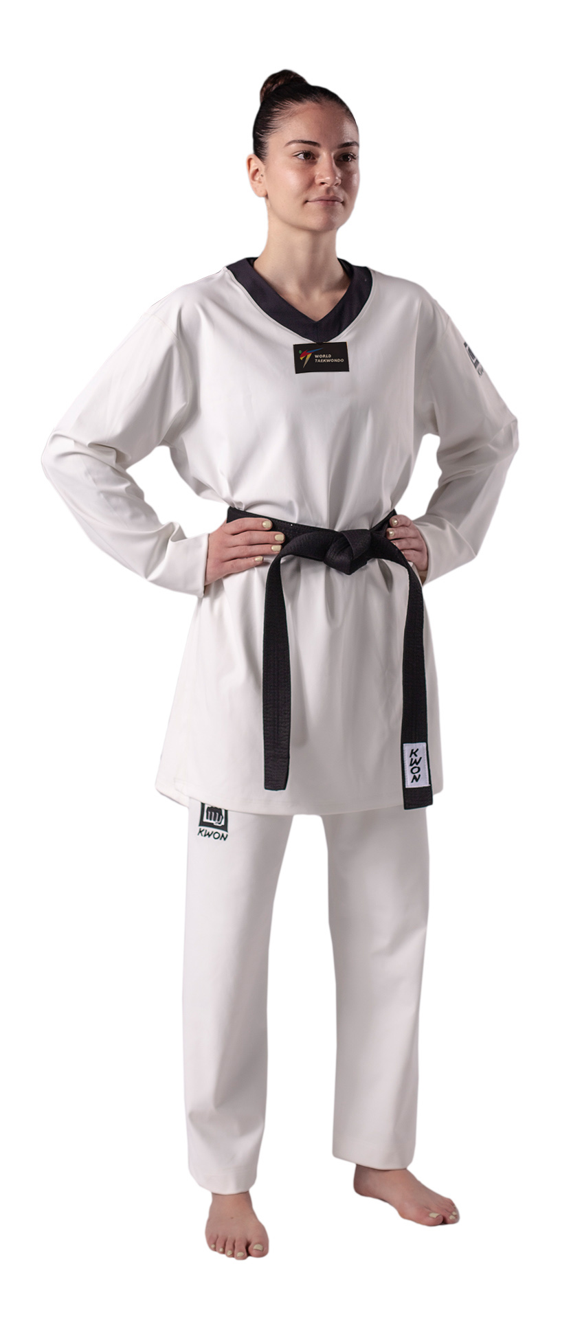 Tenue de Taekwondo Kyorugi revers noir - WT approuvée