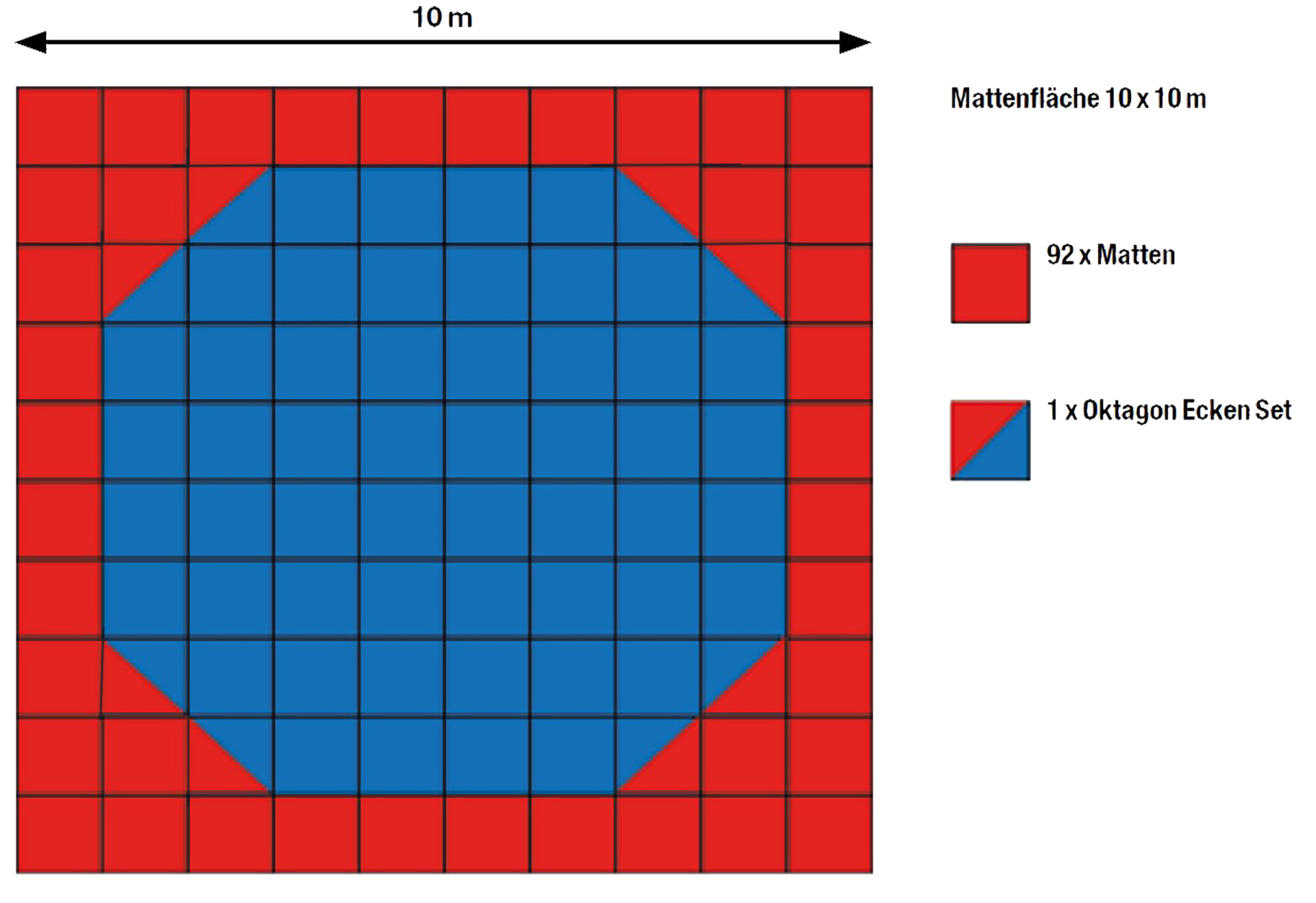 Tapis emboîtable réversible.Coins Octagon WT rec.